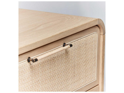 Marsh 6-Drawer Double Dresser Beige Oak Wood Rattan