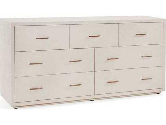Livia 7-Drawer Faux Linen Double Dresser in Caribbean Sand