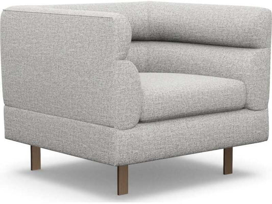 Ornette Accent Chair in Gray Faux Linen with Bronze Legs