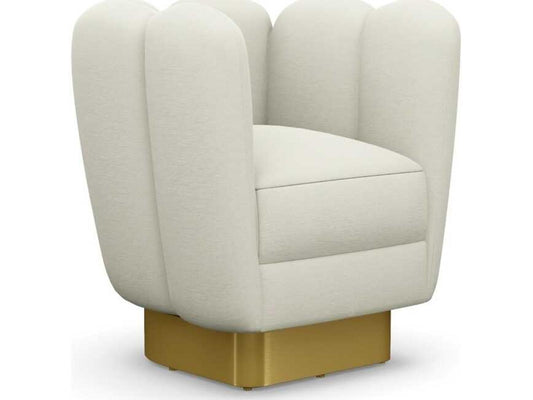 Gallery Swivel Accent Chair in White Fabric
