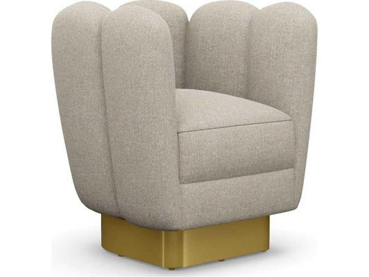 Gallery Swivel Accent Chair in Wheat Loma Weave and Polished Brass
