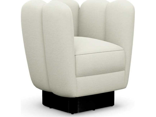 Gallery Swivel Accent Chair in Pure White with Gunmetal Base