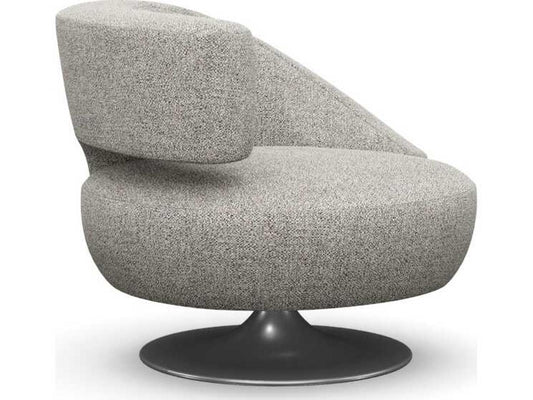 Isabella Swivel Gray Accent Chair with Polished Nickel Base
