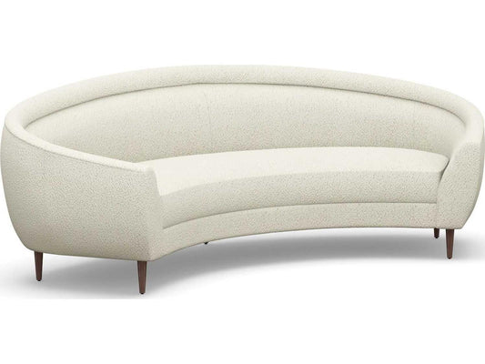 Capri 3-Seat Faux Shearling Sofa in Down with Walnut Finish Legs
