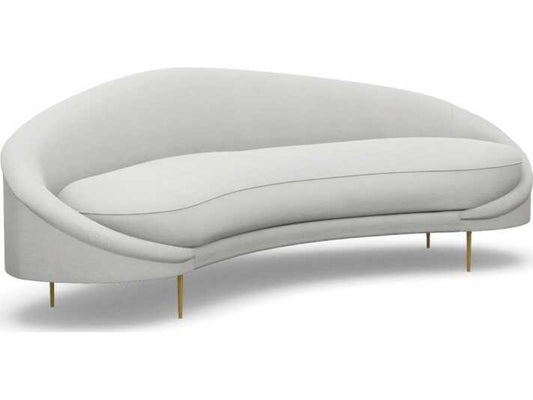 Ava 3-Seat Faux Leather Sofa in Fresco Beige with Polished Brass Frame