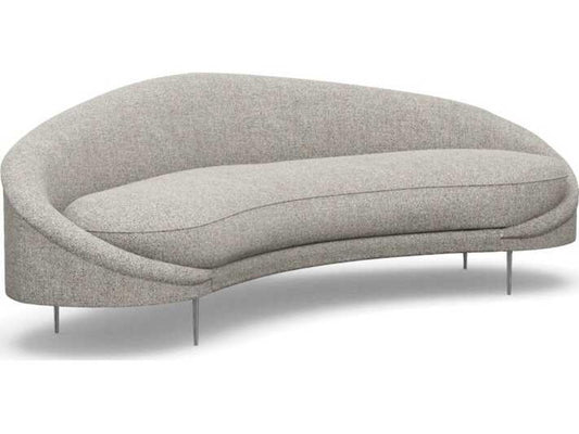 Ava Left Upholstered Sofa in Rock with Polished Nickel