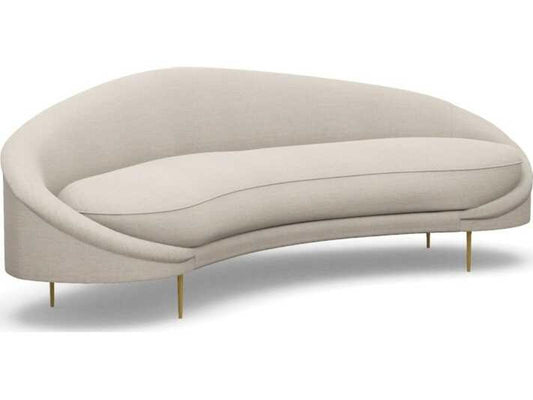 Ava Bluff Polished Brass Beige Upholstered Sofa