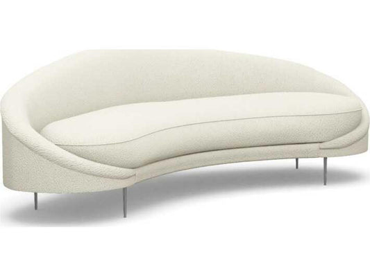 Ava 3-Seat Faux Shearling Sofa with Polished Nickel Base