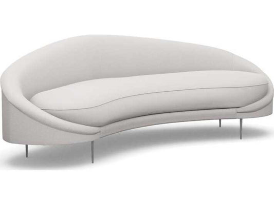Ava Left Arm Facing Modular Luxe Chenille Sofa in Bungalow White with Polished Nickel
