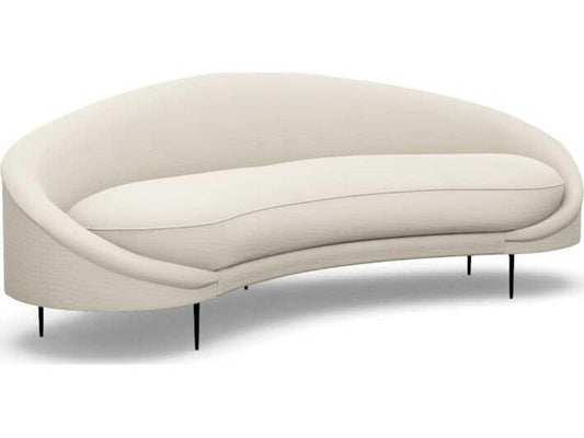 Ava 3-Seat Faux Linen Sofa with Polished Brass Stainless Steel Base