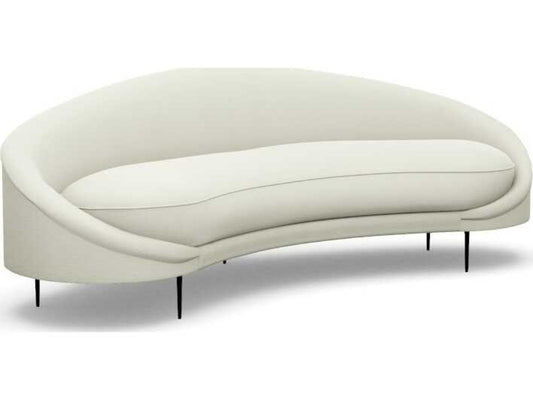 Ava Pure White Upholstered Right Sofa with Polished Brass Base