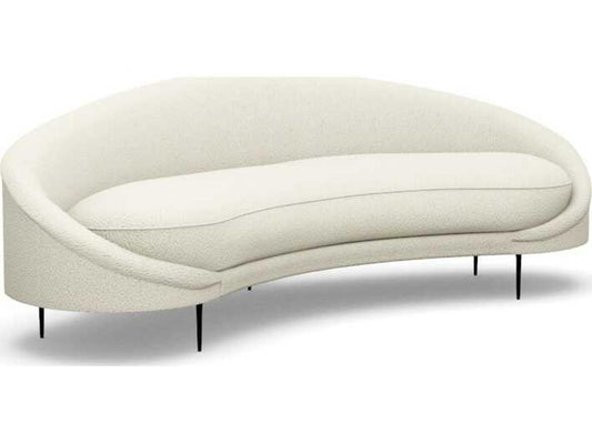 Ava 3-Seat Right Faux Leather Sofa in Polished Nickel and White