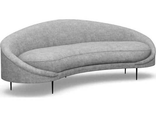Ava Feather Heathered Chenille 3-Seat Sofa with Polished Nickel Base
