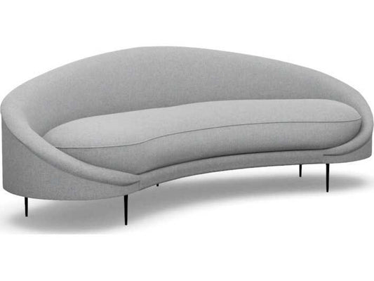 Ava Pure Grey Faux Linen Upholstered Sofa with Polished Nickel Legs