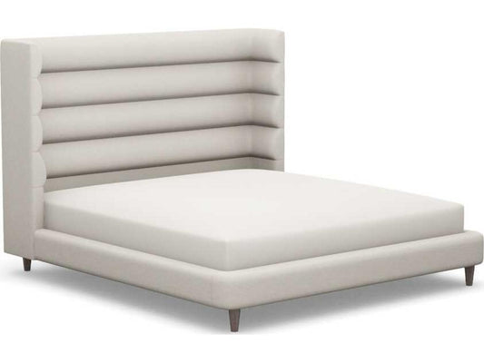 Ornette Beige Upholstered King Platform Bed with Hardwood Frame