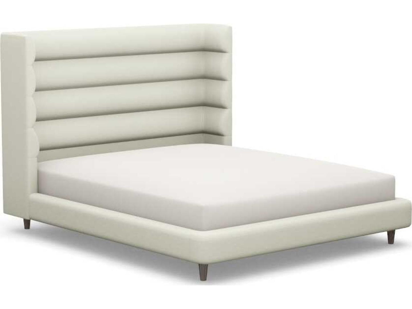 Ornette California King Upholstered Platform Bed in White and Walnut