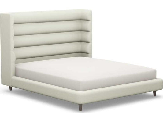 Ornette California King Upholstered Platform Bed in White and Walnut
