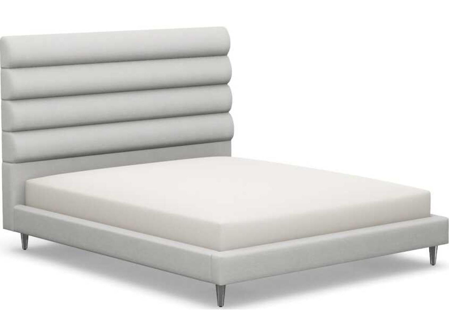 Channel Gray Upholstered California King Platform Bed