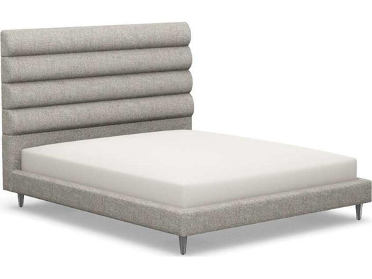 Channel Gray Hardwood Upholstered California King Platform Bed
