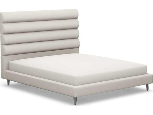 Channel Beige Upholstered California King Platform Bed