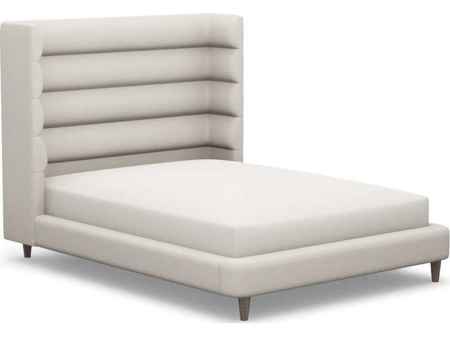 Ornette Queen Upholstered Platform Bed in Beige Hardwood