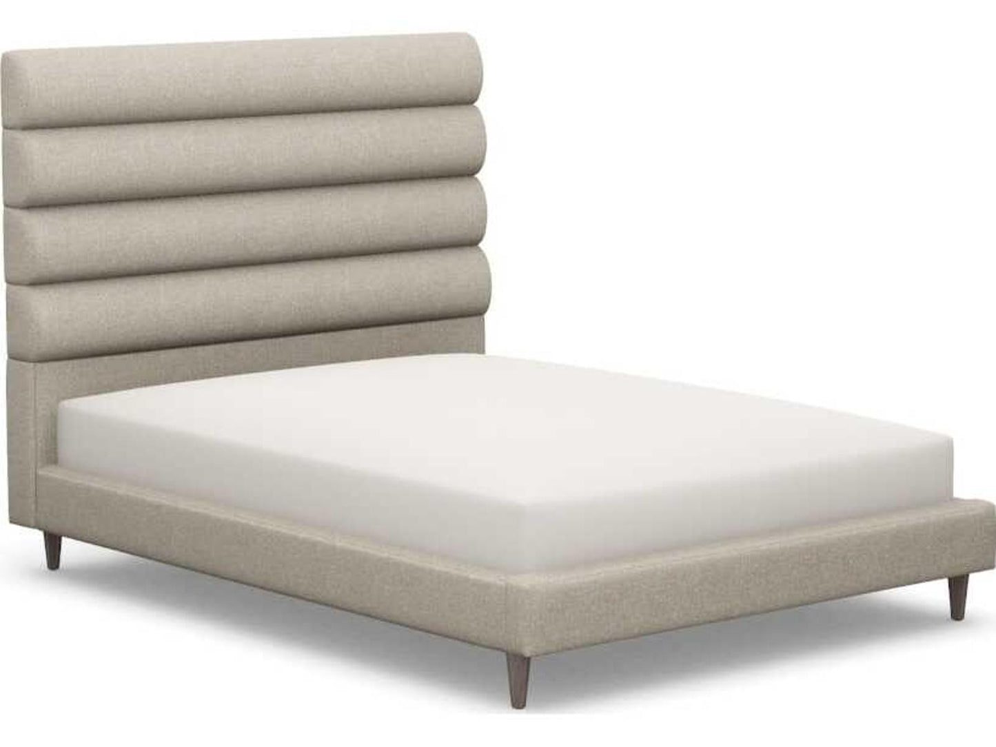 Channel Beige Upholstered Queen Platform Bed