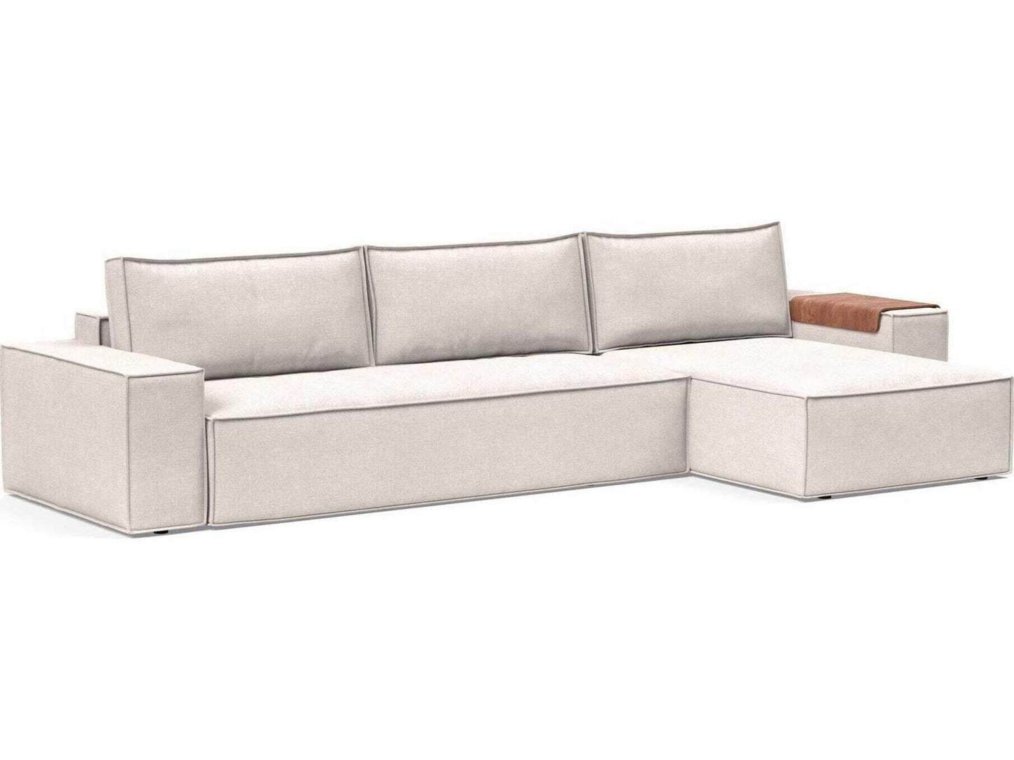 Living Newilla Sectional Sleeper Sofa with Wide Arms Adario Basmati Beige Fabric