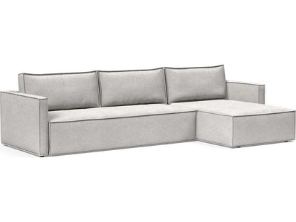 Living Newilla Adario Fog Gray Upholstered Sectional Sofa Bed with Lounger and Slim Arms