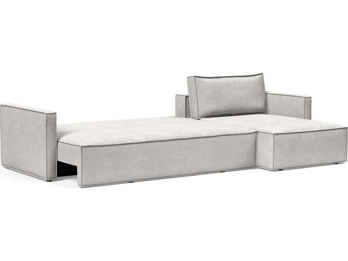 Living Newilla Adario Fog Gray Upholstered Sectional Sofa Bed with Lounger and Slim Arms