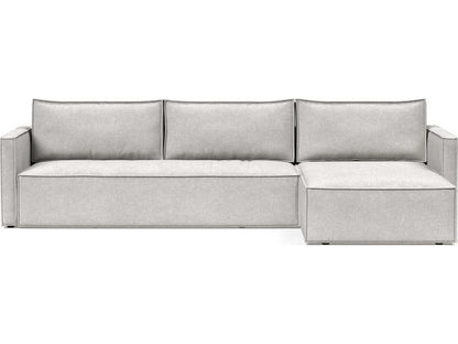 Living Newilla Adario Fog Gray Upholstered Sectional Sofa Bed with Lounger and Slim Arms