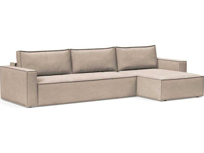 Living Newilla Sectional Sofa Bed with Standard Arms Adario Taupe Fabric