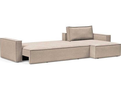 Living Newilla Sectional Sofa Bed with Standard Arms Adario Taupe Fabric