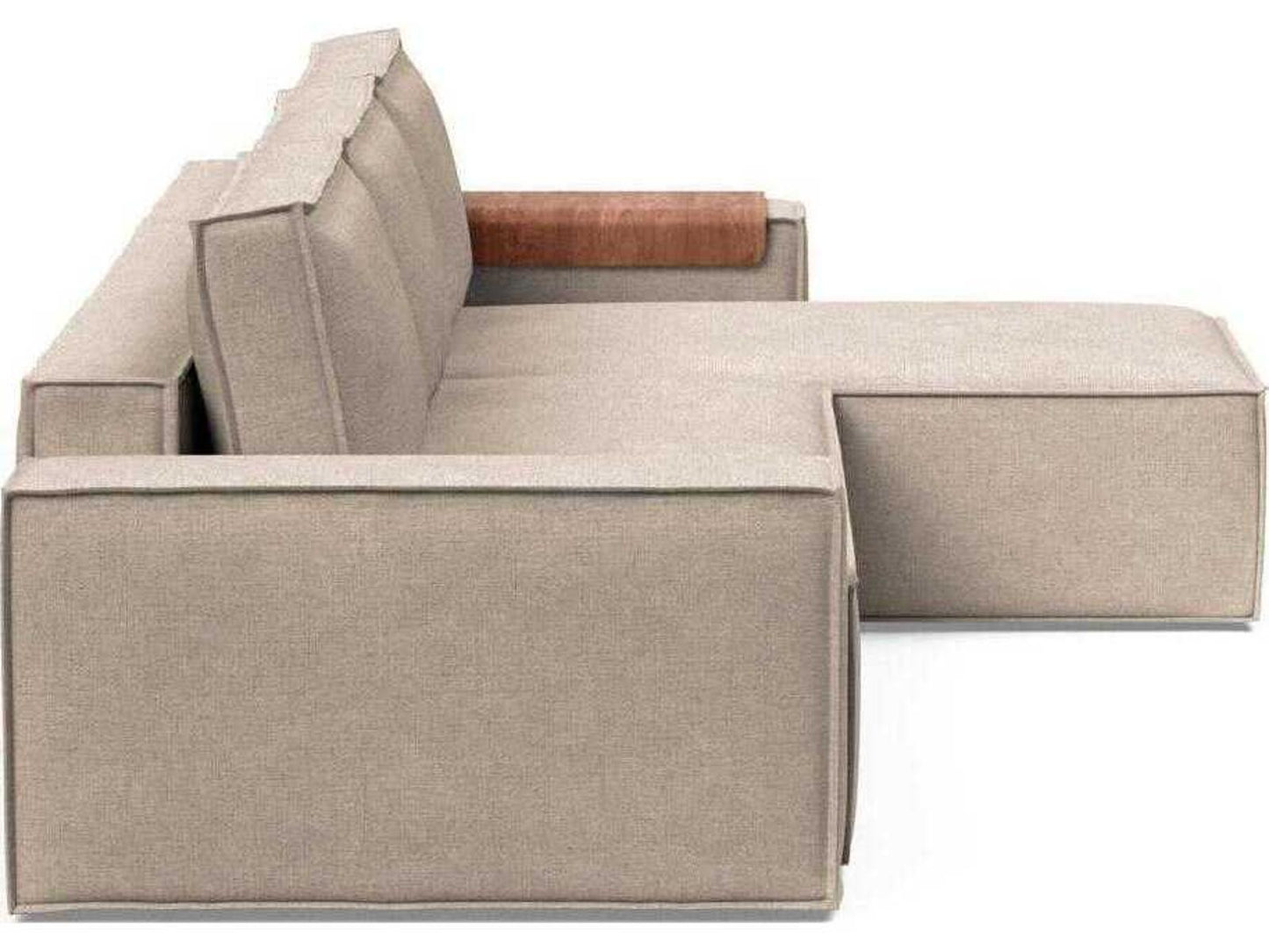 Living Newilla Wide Arm Sectional Sleeper Sofa in Adario Taupe