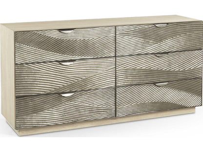 Water Capillary Cast Metal Texture Double Dresser Bleached Oak