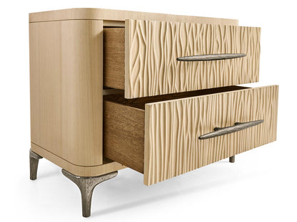Water Undercurrent Nightstand in Natural Dyed Koto and Stainless Steel