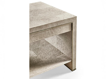 Water Rectangular Madrona Burr End Table in Smoke Gray