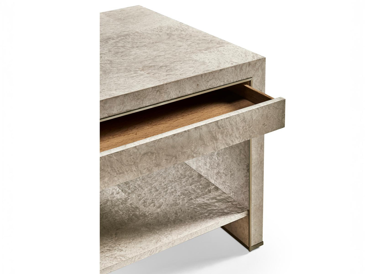 Water Rectangular Madrona Burr End Table in Smoke Gray