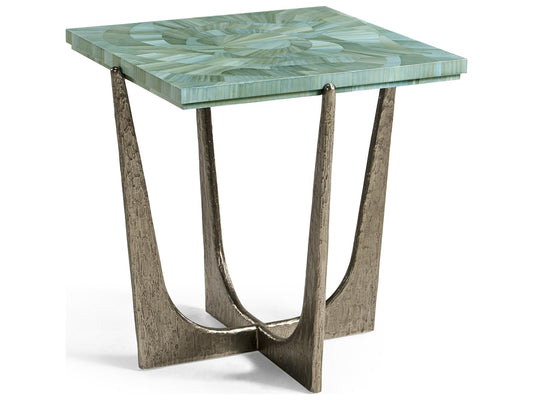 Water Seaglass Square End Table in Blue Straw