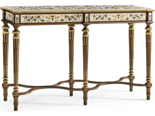 Trianon Rectangular Oak Leaf Parquetry Console Table