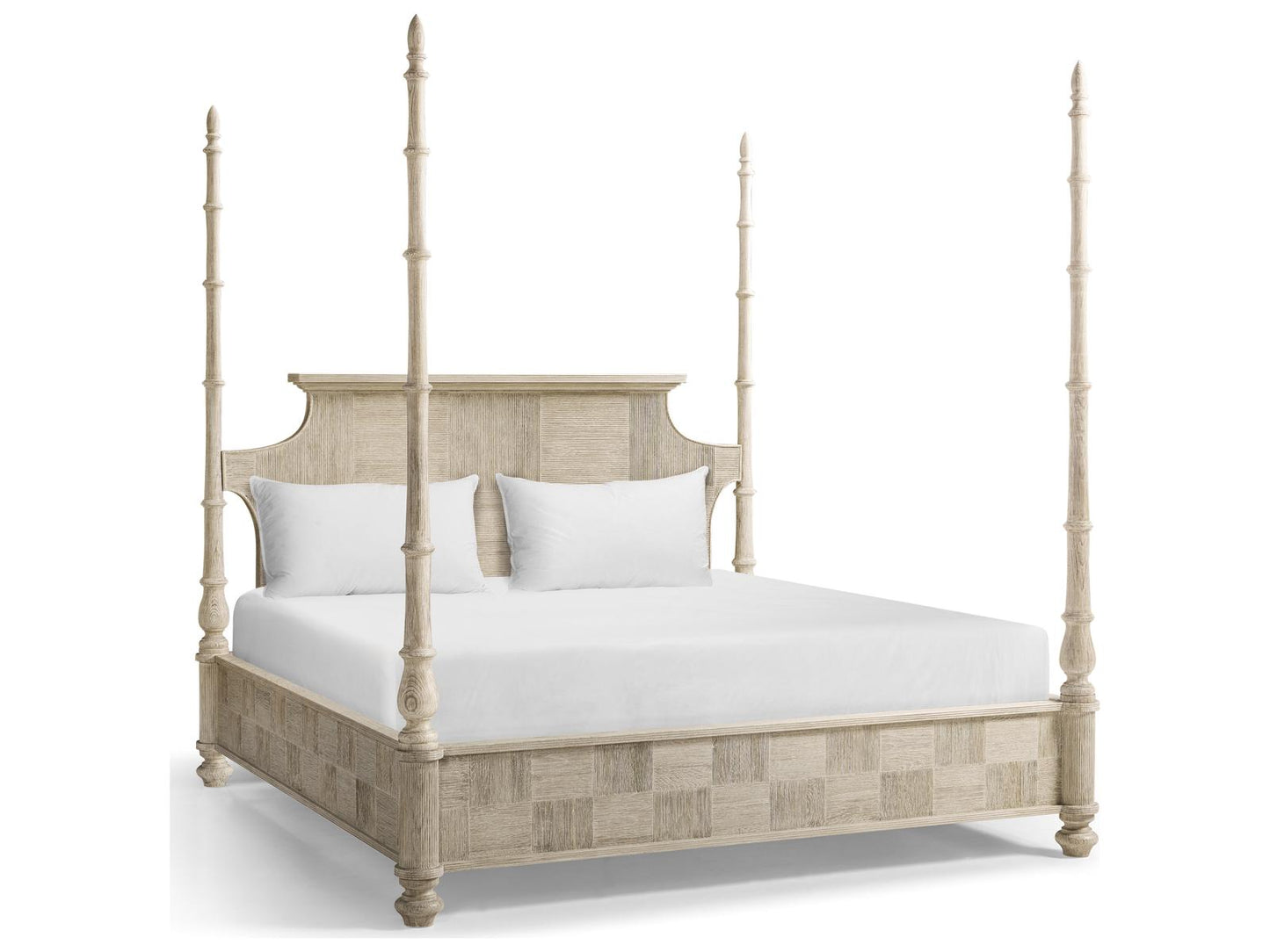 William Yeoward Bywater King Poster Bed in Washed Acacia Oak