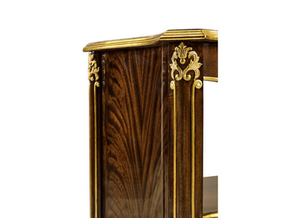 Monte Carlo Traditional Acacia Nightstand in Antique Mahogany Brown with Gilt Accents