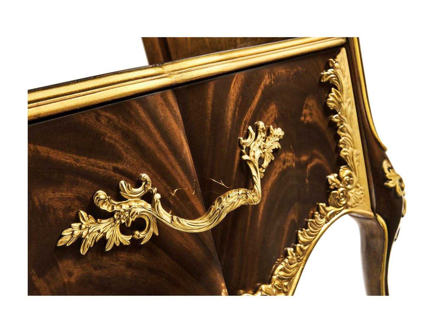 Monte Carlo Traditional Acacia Nightstand in Antique Mahogany Brown with Gilt Accents