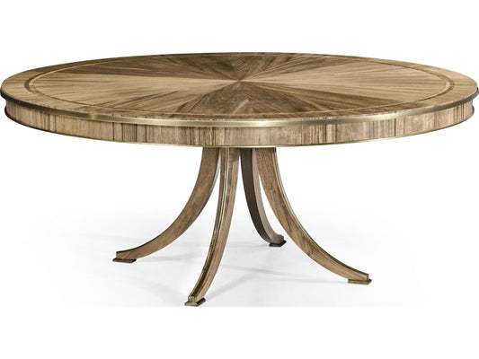 Hamilton Round Dining Table in Golden Amber Paldao Veneer and Brass