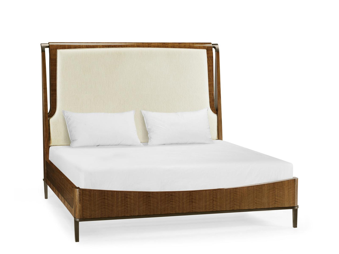 Toulouse Upholstered King Panel Bed in Toulouse Walnut and Castaway Fabric
