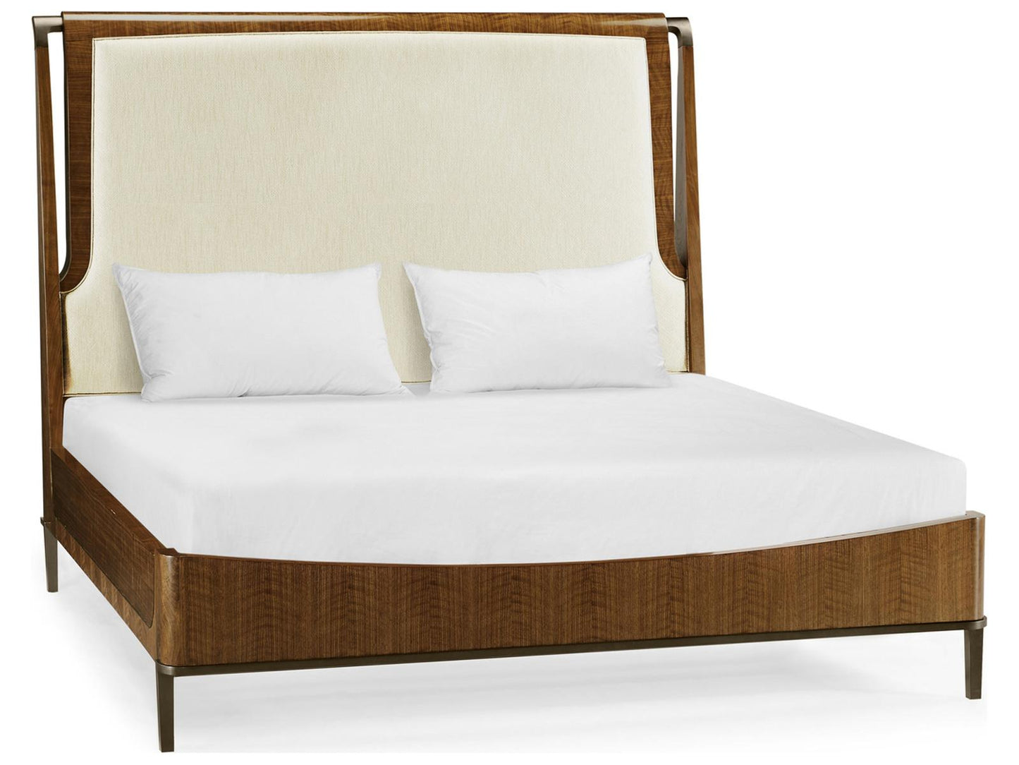 Toulouse Upholstered King Panel Bed in Toulouse Walnut and Castaway Fabric