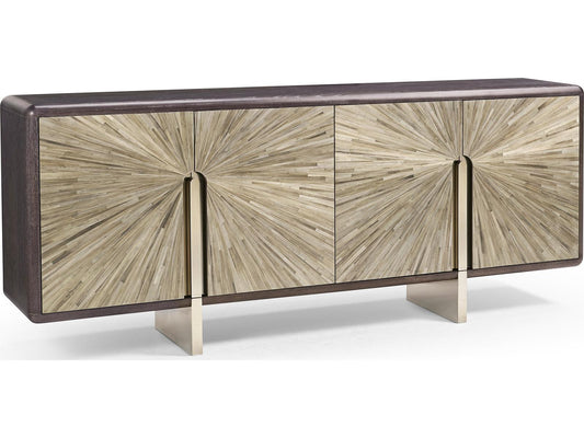 JC Modern Terra 90-Inch Oak Sideboard with Voilet Grey Straw Marquetry Doors