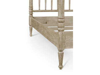 William Yeoward Collected Greyed Oak Wood King Poster Bed