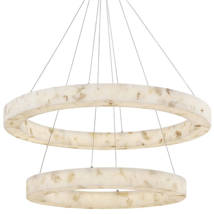 LumenAria LED 2-Tier Alabaster Rocks Ring Pendant