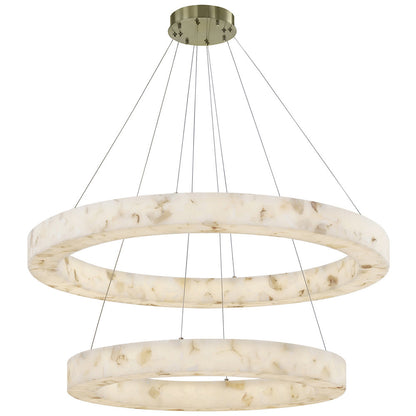 LumenAria LED 2-Tier Alabaster Rocks Ring Pendant