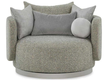 Soledad Swivel Lounger in Poplin Granite Fabric with Polished Stainless Steel Base